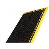 Crown Safewalk Wet Area Heavy Duty 3 Sided Pre-Assembled Edging Food Service Drainage Mat - 38" x 124", Black/Yellow